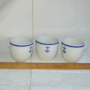 Vtg Mayer Fouled Anchor US Navy Demitasse CUP x 3, USN Mess, Demi WW2 Era